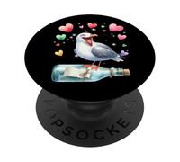 Mouette Valentin Bouteille Postal mouettes Maritime Anniversaire PopSockets PopGrip Adhésif