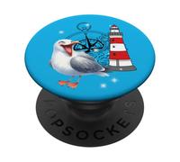 Mouettes maritimes Phare Boussole amusante mouette de mer pour enfant PopSockets PopGrip Adhésif