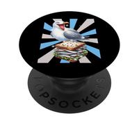 Mouettes rétro maritimes Poisson Hareng Sandwich Mouette Oiseau de mer PopSockets PopGrip Adhésif