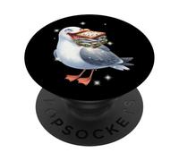Mouettes rétro maritimes Poisson Hareng Sandwich mouettes Oiseaux de mer PopSockets PopGrip Adhésif