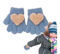 moufle bebe, moufle enfant 1-3 ans, gant enfant 1-3 ans, Moufles Bébé Mitaines Tricoté Chaud Douce, Amour Mignon Gloves Epais Chaud Mitaines, bleu