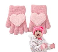 moufle bebe, moufle enfant 1-3 ans, gant enfant 1-3 ans, Moufles Bébé Mitaines Tricoté Chaud Douce, Amour Mignon Gloves Epais Chaud Mitaines, rose