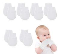 Moufle Bebe Naissance, Bebe Naissance Moufle, 6 Paires, Blanc pur, Convient aux nouveau-nés et aux bébés, Cadeau pour nouveau-né