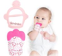 Moufle De Dentition En Silicone Alimentaire,2pcs Jouet De Dentition Pour Bébé Sans Bpa Aide À Prévenir Douleur De Dents Et De Gencives De Bébé,Pour Garçons Et Filles (Rouge)