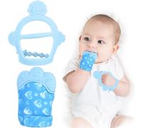 Moufle De Dentition En Silicone Alimentaire,2pcs Jouet De Dentition Pour Bébé Sans Bpa Aide À Prévenir Douleur De Dents Et De Gencives De Bébé,Pour Garçons Et Filles (Bleu)