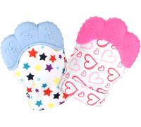 Moufle De Dentition En Silicone Alimentaire,2pcs Jouet De Dentition Pour Bébé Sans Bpa Aide À Prévenir Douleur De Dents Et De Gencives De Bébé,Pour Garçons Et Filles (Bleu+Rouge)