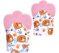 Moufle De Dentition En Silicone Alimentaire,Jouet De Dentition Pour Bébé Sans Bpa Aide À Prévenir Douleur De Dents Et De Gencives De Bébé,Pour Garçons Et Filles (Rose Ours)