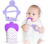 Moufle De Dentition En Silicone Alimentaire,Jouet De Dentition Pour Bébé Sans Bpa Aide À Prévenir Douleur De Dents Et De Gencives De Bébé,Pour Garçons Et Filles (Violet)