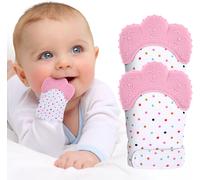 Moufle De Dentition En Silicone Alimentaire,Jouet De Dentition Pour Bébé Sans Bpa Aide À Prévenir Douleur De Dents Et De Gencives De Bébé,Pour Garçons Et Filles (Roses Pois)