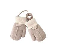 Moufle Enfant Chauffant Hiver Gants Peluche Douce Moufles Plein-Doigts Epais Mitaines Tricoté Crochet Gant de Plein Air Ski Snowboard Vélo Anti-Froid avec Corde Anti-Perdu pour Fille Garçon 1-6 Ans