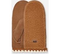 Moufle festonnée en UGGfluff in Brown, Taille L/XL, Cuir/Polaire