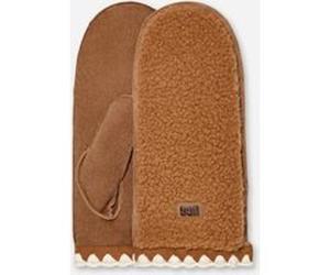 Moufle festonnée en UGGfluff in Brown, Taille L/XL, Cuir/Polaire