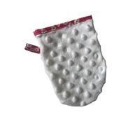 Moufle/Gant de toilette démaquillant lavable (Blanc biais Rouge)