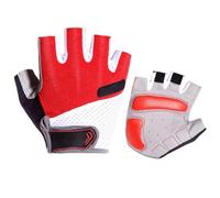 Moufles Antidérapants Demi-doigts de Vélo Unisexes Respirants Rouge | Cuir et Tissu, Facile à Enfiler, Ajustement par Sticker, Conduite et Pratique Sportive