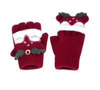 Moufles avec bouton - Mitaines pour enfants - Hiver - Chaud - Doublure en peluche - Gants d'hiver en forme de lapin - Rouge - taille unique
