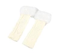 Moufles chauffantes pour femme par temps froid, longs gants en fourrure tricotés chauds sans doigts pour les tout-petits (blanc, taille unique)