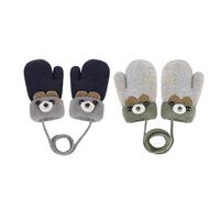 Moufles d’Hiver pour Bébé 0-3 ans Bambin Gants Chauds avec Doublure en Polaire Moufle Tricoté Cartoon Mignon pour Tout-Petits Garçons Filles (Bleu marine + Gris)