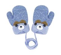 Moufles d’Hiver pour Bébé 0-3 ans Bambin Gants Chauds avec Doublure en Polaire Moufle Tricoté Cartoon Mignon pour Tout-Petits Garçons Filles (Bleu)