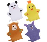 Moufles de Bain Exfoliants en Polyester pour Garçon et Filles 4 Pièces | Massage Corporel, Élimination des Peaux Mortes, Usage Bain, Lot Pratique pour Garçon et Fille