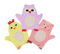 Moufles de Bain Lot de 3 Garçon et Filles Motif Animal en Coton | Style Cartoon Aléatoire, Léger et Doux, Format Portable, Usage Maison ou Voyage