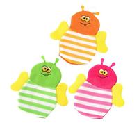 Moufles de Bain pour Bébé à Motifs Dessin Animé, Lot de 3, Polyester Coton | Nettoyage en Profondeur, Mousse Riche, Doux Peau, Accessoire Bain pour Nourrisson et Garçon et Filles