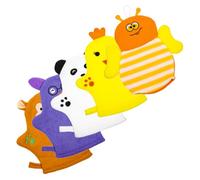 Moufles de Bain Réutilisable Fruité pour Garçon Fille et Lot 5 Pièces | Coton Léger, Action Exfoliante Douce, Forme Adorable, Anneau de Natation pour Garçon Fille, Usage Bain Style Aléatoire
