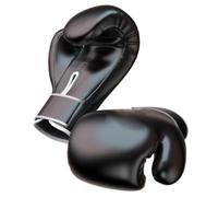 Moufles de Boxe D’entraînement 10 Oz pour Adultes en PU Noir | Doublure Respirante, Mains Sèches et Confortables, Ajustement Réglable, Trous D’air pour Paquet Lourd et Pattes