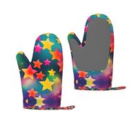 Moufles de cuisson antidérapantes imprimées arc-en-ciel colorées pour barbecue