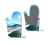 Moufles de cuisson antidérapantes imprimées avec motif vague de ciel transparent pour barbecue