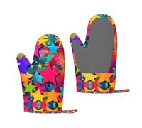 Moufles de cuisson antidérapantes imprimées étoiles arc-en-ciel pour barbecue