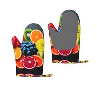 Moufles de cuisson antidérapantes imprimées fruits arc-en-ciel pour barbecue