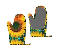 Moufles de cuisson antidérapantes imprimées tournesol arc-en-ciel pour barbecue