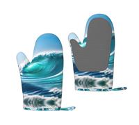 Moufles de cuisson antidérapantes imprimées vagues ciel clair professionnel pour barbecue Accessoires de cuisine