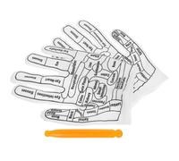 Moufles de Massage D’acupression pour Mains, Coton Mélangé et Plastique | Outils Portables de Réflexologie, Bâtons Inclus, Motifs D’acupoints Imprimés, Usage Mains, Famille et Collègues