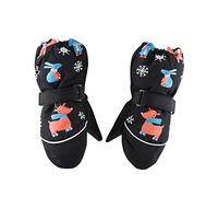 Moufles de ski chaudes pour tout-petit Gants de neige Gants épais pour bébé Gants bleus Princesse (Noir, 3-5 ans)