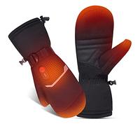 Moufles de ski chauffantes - Batterie 7,4 V 2200 mAh - 3 niveaux de chauffage (40/50/60 °C) - Surface de chauffage complète des doigts - Imperméable et coupe-vent - Écran tactile - Sangle de poignet