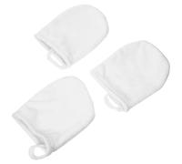 Moufles Démaquillage Visage Épais 3 Pièces en Polyester Coton Blanc | Déchets, Retrait des Résidus, Usage Salle de Bain ou Salon, Aspect Blanc Classique