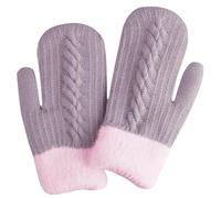 Moufles d'hiver à double couche pour chaud tricoté doux thermique coupe-vent par temps froid (violet, taille unique)