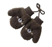 Moufles d'hiver avec cordon de suspension en laine d'agneau pour bébé de 12 à 48 mois Motif ours