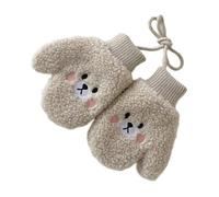 Moufles d'hiver avec cordon de suspension en laine d'agneau pour bébé de 12 à 48 mois Motif ours