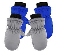 Moufles d'hiver chaudes et thermiques 2026 - Gants d'hiver chauds - Gants d'extérieur pour enfants - Moufles de ski pour bébé - 2 paires - Imperméables - Pour le ski, la course à pied, les sports de