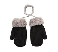 Moufles d'hiver chaudes pour bébé de 1 à 4 ans - Gants tricotés double épaisseur avec cordon anti-perte - Gants magiques extensibles de couleur unie - Moufles thermiques d'extérieur pour cyclisme