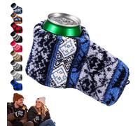 Moufles d'hiver en tricot avec porte-boisson intégré (#4) | Moufle porte-boisson tricotée et rayée isolant pour canette, idéale pour les fêtes d'hiver et les fêtes d'avant-match