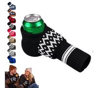 Moufles d'hiver en tricot avec porte-boisson intégré (#5) | Moufle porte-boisson tricotée et rayée isolant pour canette, idéale pour les fêtes d'hiver et les fêtes d'avant-match