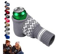 Moufles d'hiver en tricot avec porte-boisson intégré (#6) | Moufle porte-boisson tricotée et rayée isolant pour canette, idéale pour les fêtes d'hiver et les fêtes d'avant-match