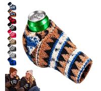 Moufles d'hiver en tricot avec porte-boisson intégré (#7) | Moufle porte-boisson tricotée et rayée isolant pour canette, idéale pour les fêtes d'hiver et les fêtes d'avant-match