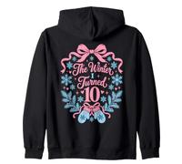 Moufles d'hiver pour 10e Anniversaire Fille Flocons de Neige Nœud Rose Sweat à Capuche