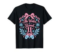 Moufles d'hiver pour 11e Anniversaire Fille Flocons de Neige Nœud Rose T-Shirt Graphique avec Valeur