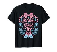 Moufles d'hiver pour 15e Anniversaire Fille Flocons de Neige Nœud Rose T-Shirt Graphique avec Valeur