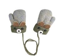 Moufles d'hiver pour Bébé 0 à 3 ans Enfant Garçon Fille Moufles Tricot Ours Gants avec Corde Epais Chaud Mitaines avec Doublure Polaire Thermique Isolées Neige Temps Froid Bambin Gants pour enfants